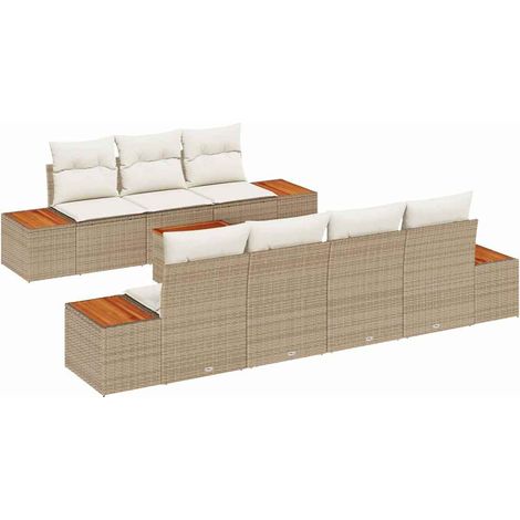 Garden Sofa Set with Cushion 8 pcs Beige Poly rattan vidaXL (1/5)