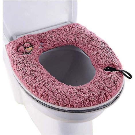 Thicken Warm Plush Washable Toilet Seat Cover Matte with Handle and Zipper