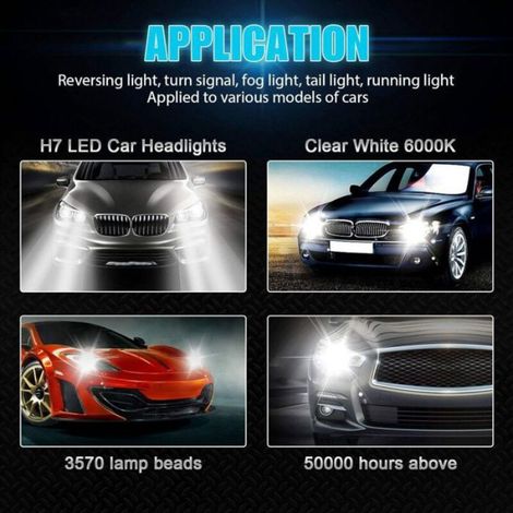 Ampoules LED H7 voiture - Nosheir - 6000K Super Blanc - 110W puissance - 8000LM luminosité - Durée de vie 50,000 heures (1/4)