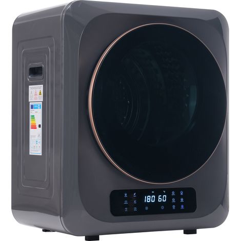 Mini Sèche-linge Mural à Évacuation 3kg (Capacité 4kg) 850W - Sèche-linge Compact avec Tambour Inox, Écran LED et Désinfection UV - 6 Programmes