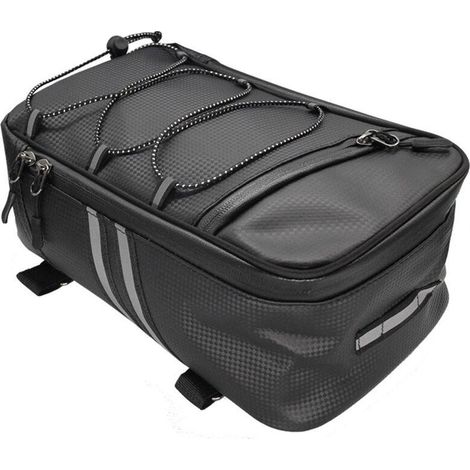 Sacoche arrière 8L en cuir PU imperméable, grande capacité, pour moto, vélo électrique, noir. (1/5)