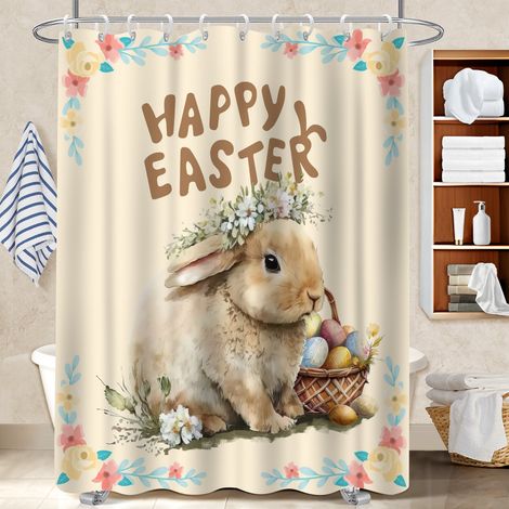 Rideau de bain imprimé polyester 180x180 À œillets renforcés rideau étanche pour un éveil en douceur le matin (1/5)