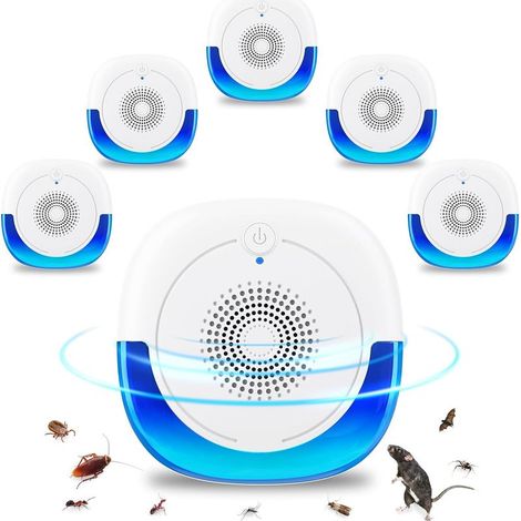 Lot de 6 répulsifs à ultrasons pour souris, rats, araignées, insectes, cafards, moustiques et autres nuisibles