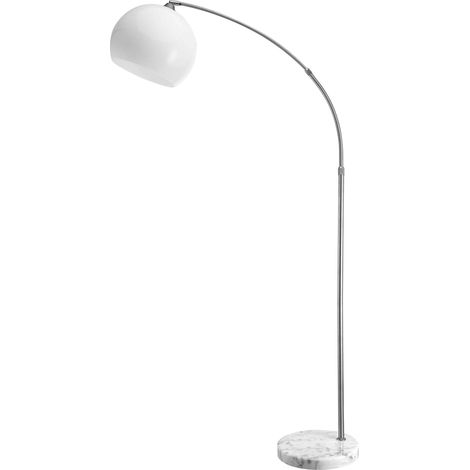 MONZANA® Arc Floor Lamp Height Adjustable 190-210 cm 360° Rotatable & 90° Tiltable Soft, Glare-Free Lighting Sturdy Marble Base E27 Socket (Max. 40W) Modern Design White