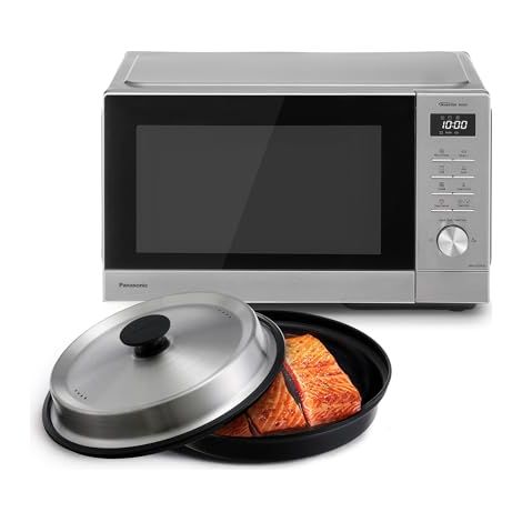 Panasonic NN-GD39QSEPG 29L Horno Microondas con Grill y Olla Steam+, 1000 W, Descongelación Automática, Cocción Combinada, Temporizador, Acero Inoxidable y Plateado