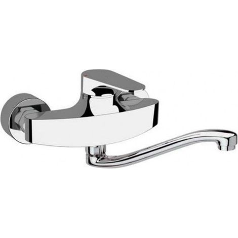 Miscelatore a muro per lavello con bocca a s girevole, risparmio idrico, class line eco