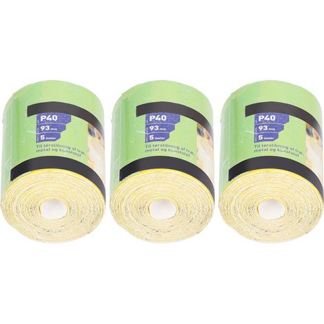 3 rouleaux de papier de verre grain 40, outil de polissage et de ponçage pour meubles, jaune (1/5)
