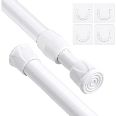 Curtain Rod, 2PCS Extendable Telescopic Curtain Rod, 40-70cm Adjustable No Drilling Required, Extendable Rod for Balcony/Bedroom/Bathroom/Window/Wardrobe, Diameter: 13 mm (1/5)