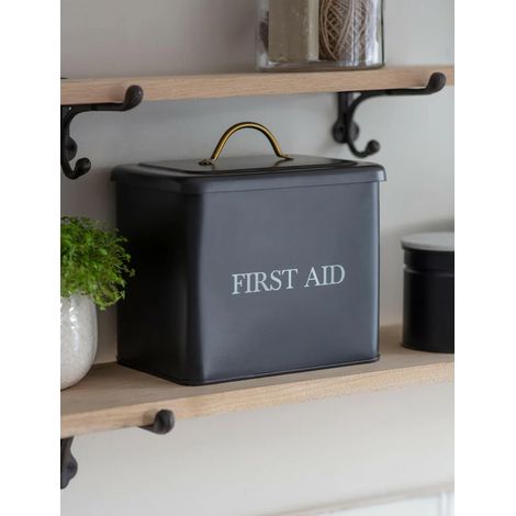 Garden Trading Steel Grey Medicine First Aid Box Tin Bathroom Kitchen (1/3)