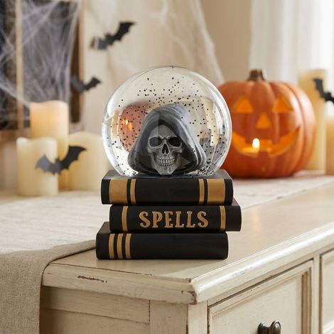 Halloween Spells Skull Book Snow Globe (1/2)