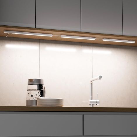 Lampe de Placard avec Détecteur de Mouvement 30cm, Réglette LED Cuisine avec Gradation Continue, 5W 400Lm LED Cuisine Sous Meuble avec 5 Couleurs de Lumière (Lot de 3) (1/5)