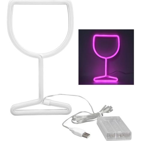 Néons double alimentation LED Source de lumière économie d'énergie Suspension conception néon signe rose (1/5)
