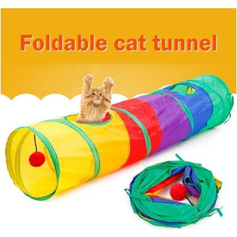 Tunnel amusant pour chat et chien pour animaux de compagnie 2 trous Tube de jeu Tube de tunnel de jeu pliant SD1005 (1/3)