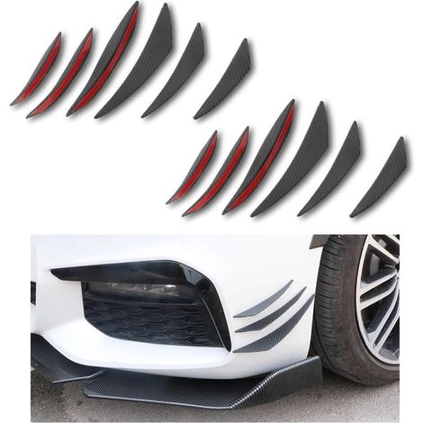 Lot de 12 Canards d'aileron universels – Séparateur de lèvres personnalisé pour Pare-Chocs Avant, Accessoires de décoration de carrosserie pour Voiture, VUS, Camion (Fibre de Carbone) (1/5)