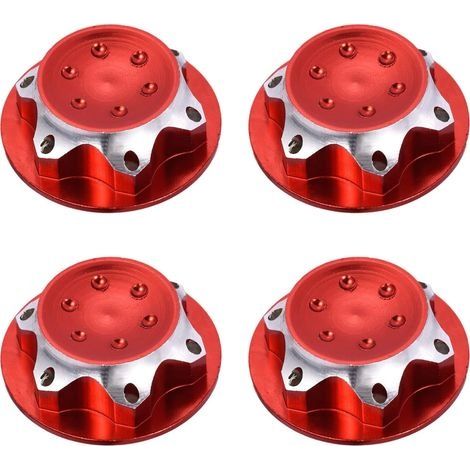 Lot de 4 écrous de roue hexagonaux pour voiture télécommandée, échelle 1/8, 17 mm, antidérapants et anti-poussière pour camion tout-terrain, Losi Team-C, roues et pneus Rouge (1/3)