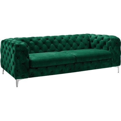 MF - Sofá de Diseño Modelo CHESTER ROYAL, 3 plazas, terciopelo verde. 84 x 218 x 74 cm (1/2)