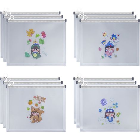 10 pièces Enveloppes à fermeture éclair, format lettre, extensibles, pour fournitures scolaires et de bureau (1/5)