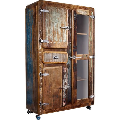 vetrina in legno di Legno riciclato 90x38x140 multicolore laccato FREEZY 34