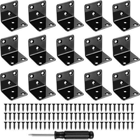15 pcs équerres métal 90° 40×40 mm noires, charge lourde (1/5)