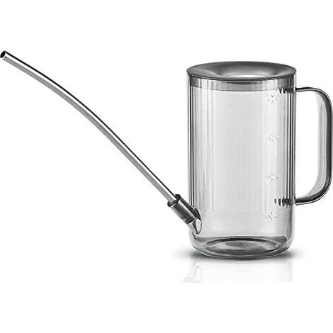 Annaffiatoio per fiori, annaffiatoio piccolo, annaffiatoio in acciaio inox a beccuccio lungo, annaffiatoio per piante da interno, annaffiatoio in plastica trasparente, grigio (1/5)