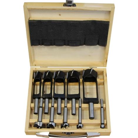 Mèche à mortaiser 15 à 35 mm – Coffret de 10 mèches – Pour perceuse fixe – Élimine les imperfections du bois – Fisch
