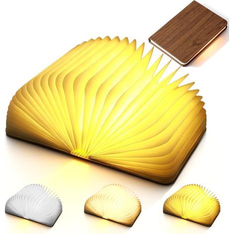Faltbare LED-Buchlampe aus Holz, wiederaufladbare 3-Farben-Buchlampe, Mini-Leselampe mit Magnetverschluss für Zuhause und Bibliothek (1/5)