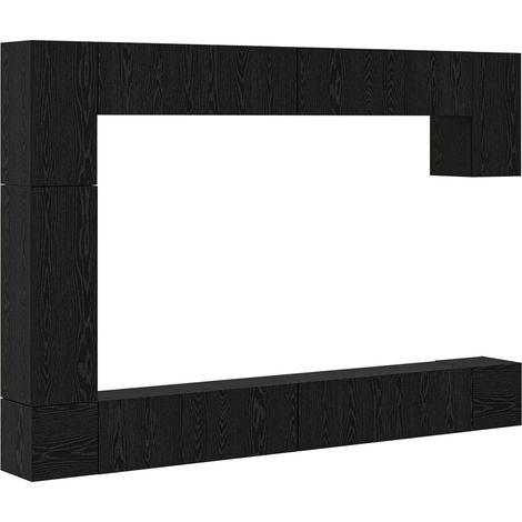TV Cabinet Set Wall-mounted 9 pcs Black oak 100 x 30 x 30.5 cm vidaXL (1/5)