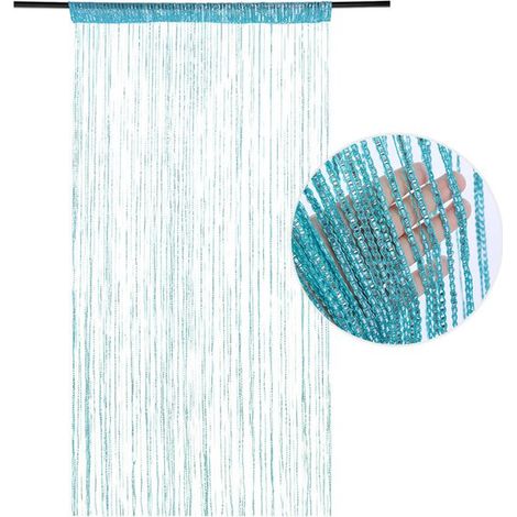 Rideau décoratif pour fenêtre, séparateur de pièce, rideau simple pour fenêtre, 90 x 200 cm Bleu mer (1/5)