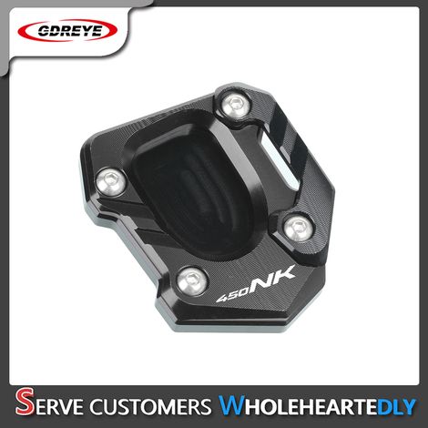 (450NK Noir) Compatible avec les motos CFMOTO 450SR, 450NK et 450CLC : béquille latérale, support, plaque d'extension, repose-pieds et pédale Maxpower. (1/4)