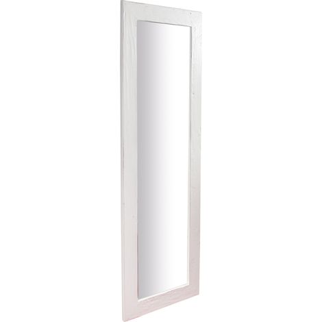 Biscottini – Miroir mural rectangulaire en bois de tilleul finition blanche patinée L60 x PR3 x H180 cm – Fabrication artisanale italienne