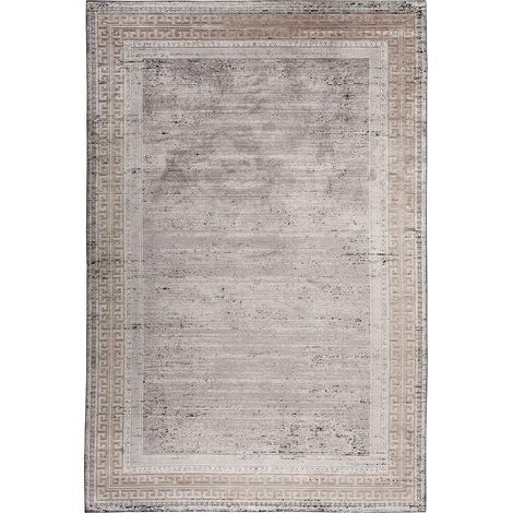 Tapis gris en viscose style grec chic et doux - 150 x 80 cm (1/3)
