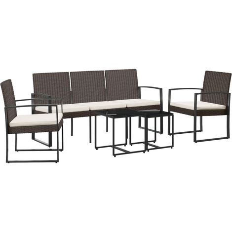 Ensemble à manger de jardin avec coussins 5 pcs,Salon de jardin marron rotin PP CFW56691 (1/5)