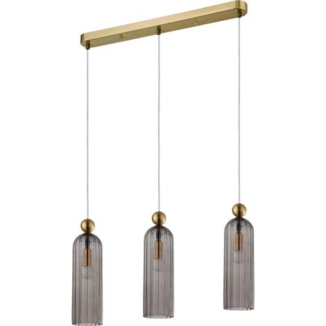 Lampada a sospensione Piega 3 luci E14 fumè oro Light Prestige (1/4)