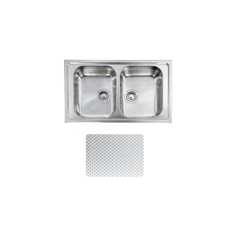 CM 011264.X1.01.2018 Zenith Plus Lavello da incasso 2 vasche acciaio inox finitura antigraffio (86x50x21 cm) colore inox antigraffio (1/5)