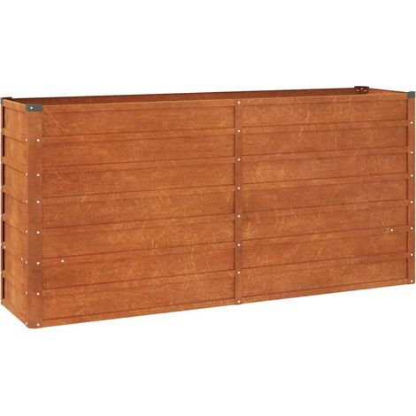 Jardinière bac lit surélevé plantes fleurs terrasse jardin de jardin rouillé 160 x 40 x 77 cm acier corten marron (1/5)