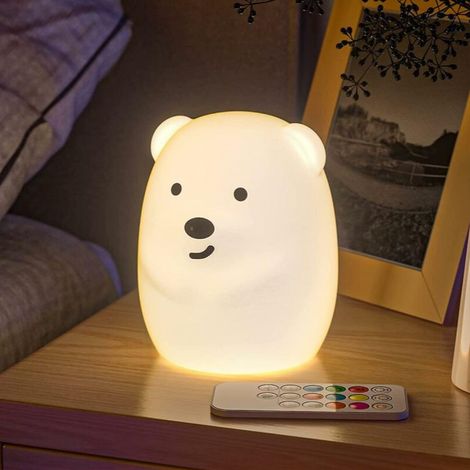 Lampe de chevet à leds pour enfants, 9 couleurs, rechargeable par usb, légère et télécommandée, pour enfant et adulte. (1/5)