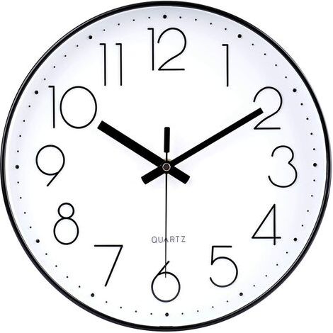 Horloge Murale Ronde - 30 Cm - Mouvement Quartz Silencieux - Cadran Gris Ciment Chiffres Blancs 3D - Pour Bureau Salle De Classe Chambre - 1 Unité (1/5)