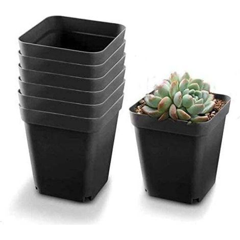 Bardusch-Godet pour Semis Noir 50Pcs - Carré Pots de Plantes en Plastique-Petit Pot de Fleur Interieur Exterieur (Noir/ 6x6x5.5cm) (1/4)