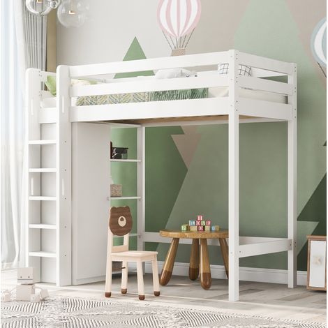 letto contenitore 90x200 armadio ripiani bianco sicuro HAVRYA (1/5)
