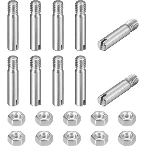 10pcs Goupilles Cylindriques avec Écrou, M3x14mm Goujon Cylindrique Fendu Fileté Externe 304 Acier Inoxydable Industriel Mécanique Chevilles Support d'Étagère Tige Fixation Meubles (1/5)