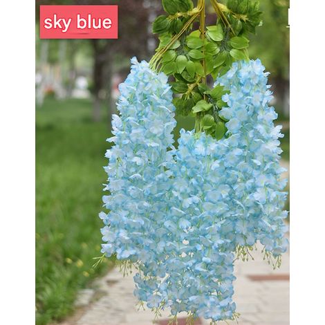 Fleurs de glycine artificielles bleu ciel à suspendre, 1 paquet pour la décoration de plafond et de fond-AquaForge