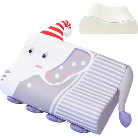 Cuscino per culla per bambini in memory foam - Cuscino di supporto riutilizzabile per il riposino con fodera rimovibile (stile elefantino, unisex) (1/5)