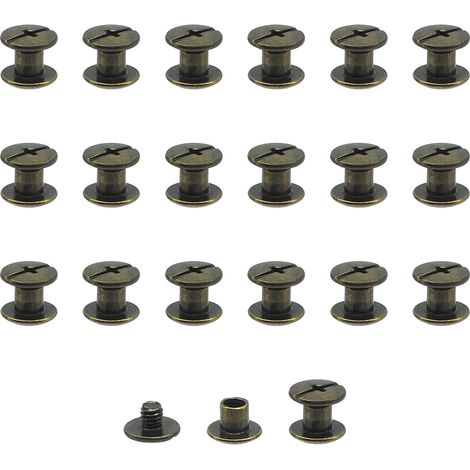 Lot de 20 vis Chicago M5x5mm Vis de reliure Rivet à clous en métal Vis Chicago à tête cruciforme pour ceinture en cuir Bricolage Livre de scrapbooking couleur bronze (1/5)