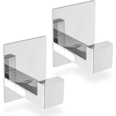 2 Piezas de Gancho Adhesivo para Pared Cromado, Gancho de Toalla de Baño en Acero Inoxidable, Colgador de Paños de Cocina (1/5)