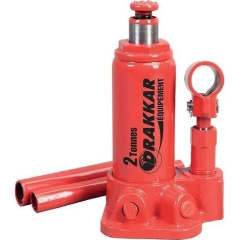 Drakkar Equipement – Cric bouteille hydraulique 2T – Construction en fonte – Valve de sécurité – Pour levage en toute sécurité – 13002 (1/2)