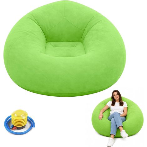 Divano e poltrona gonfiabili, poltrona a sacco, divano da spiaggia gonfiabile con pompa, lettino gonfiabile portatile per soggiorno, camera da letto, campeggio, esterno, verde (1/5)