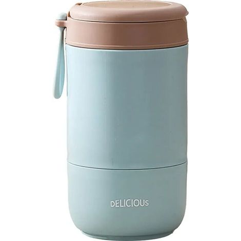 Doppelwandiger 730-ml-Müslibecher mit auslaufsicherem blauen Löffel für Joghurt und ein isoliertes Frühstück - Crezuo