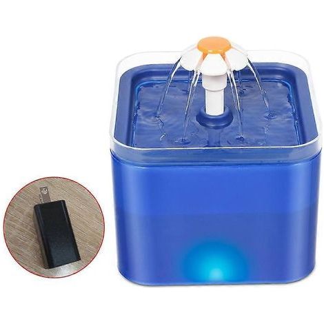 Fontaine à eau pour chats, distributeur automatique silencieux USB, abreuvoir pour animaux en bleu. (1/4)