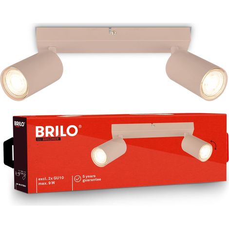 Briloner Plafonnier orientable 25,5 x 8,5 cm douille GU10 max. 9 W 2 lampes beige - Spot de plafond pour salon couloir cuisine bureau (1/5)