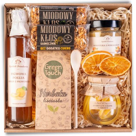 Geschenkkorb, Geschenkbox, Souvenir, Teeriegel, Marmelade, Sirup, gesund (1/5)